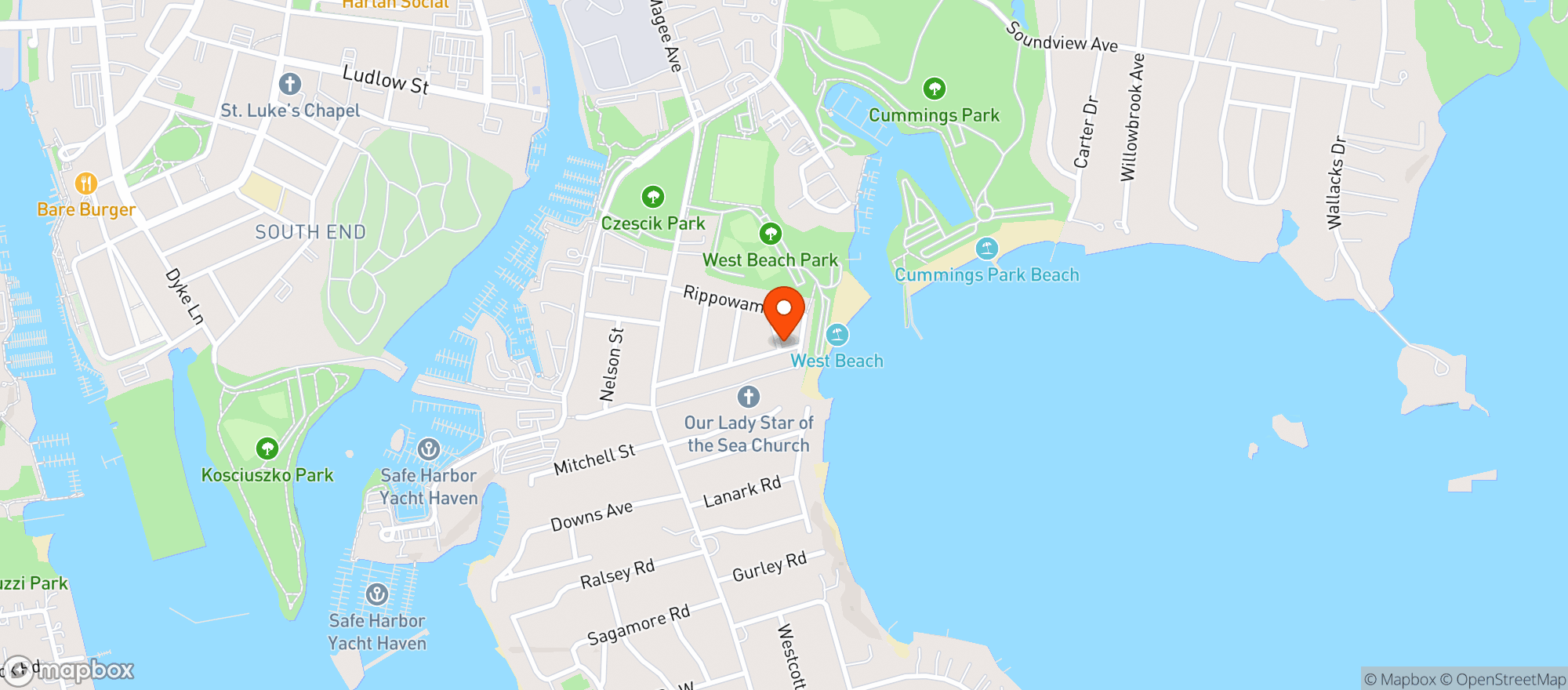 Map showing Brennans Restaurant