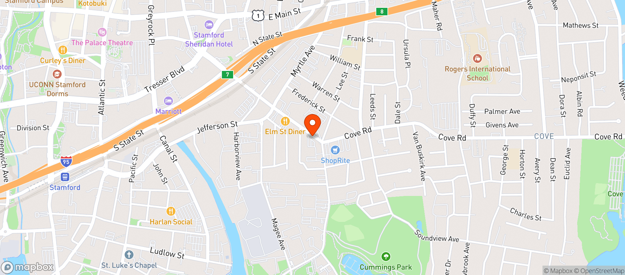 Map showing Crazy Grapes Stamford