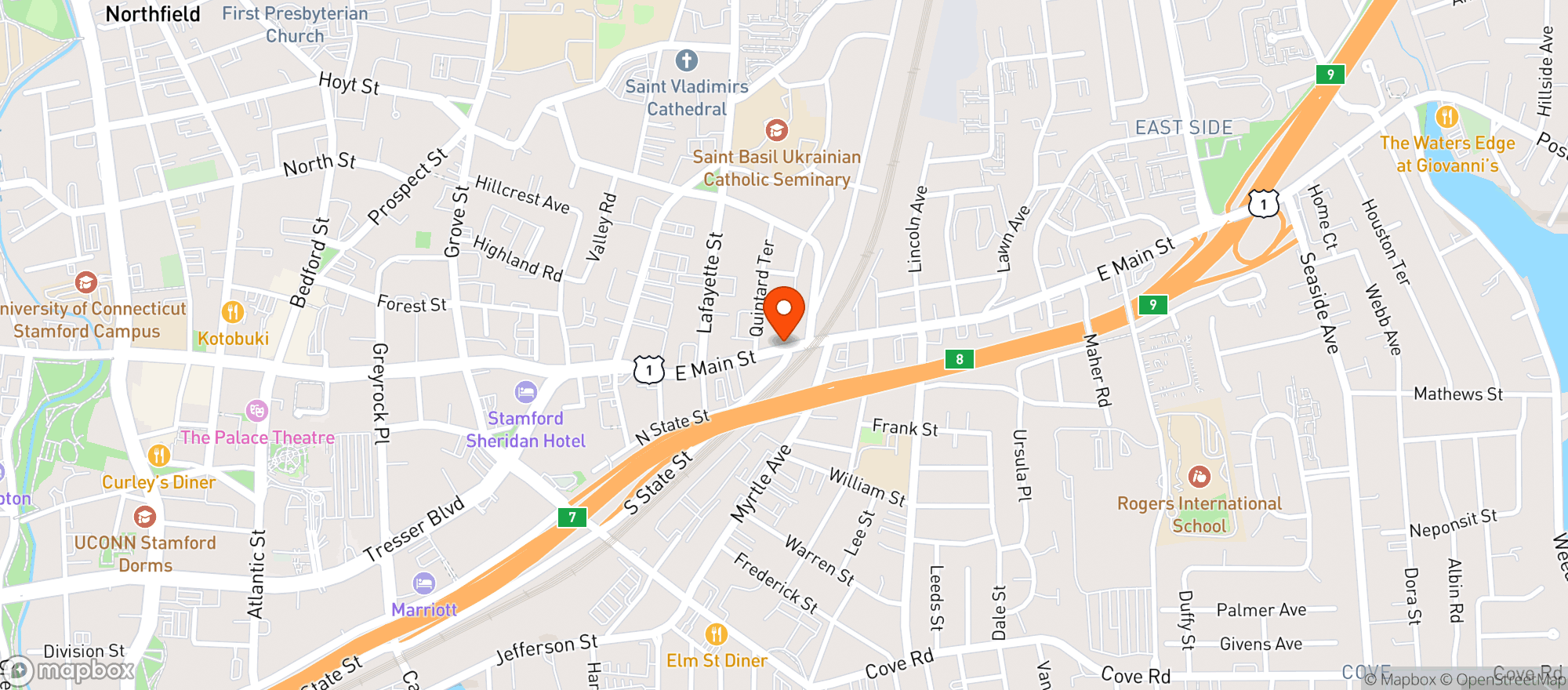 Map showing CURALEAF STAMFORD