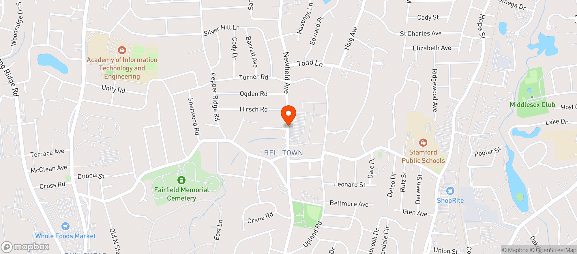 Map showing Stamford Wine & Liquor