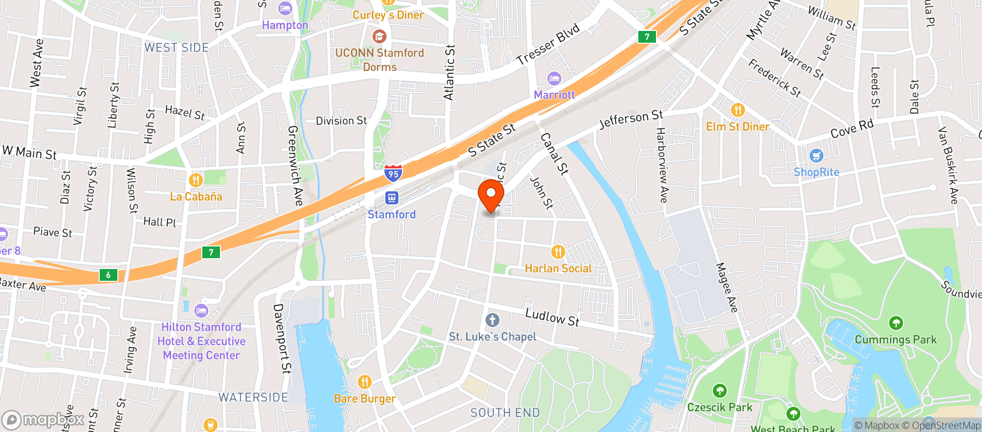 Map showing Ts Pizza Kitchen