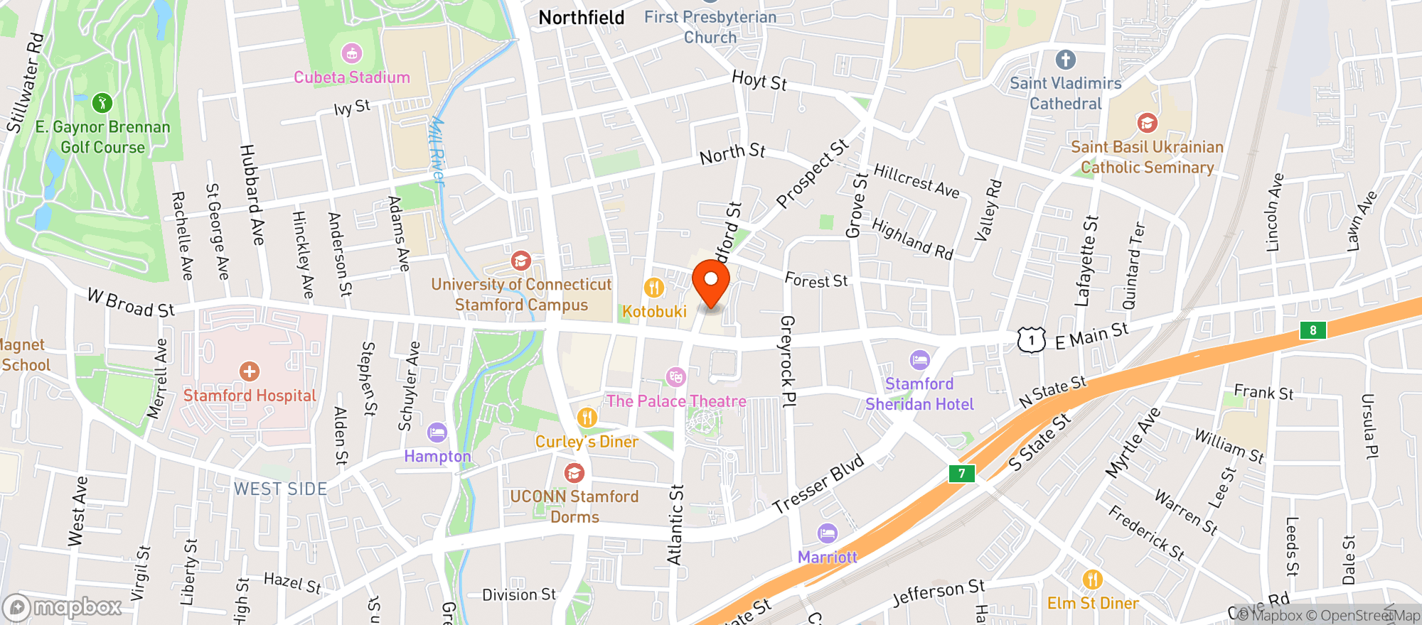 Map showing Bradfords Grille & Tavern