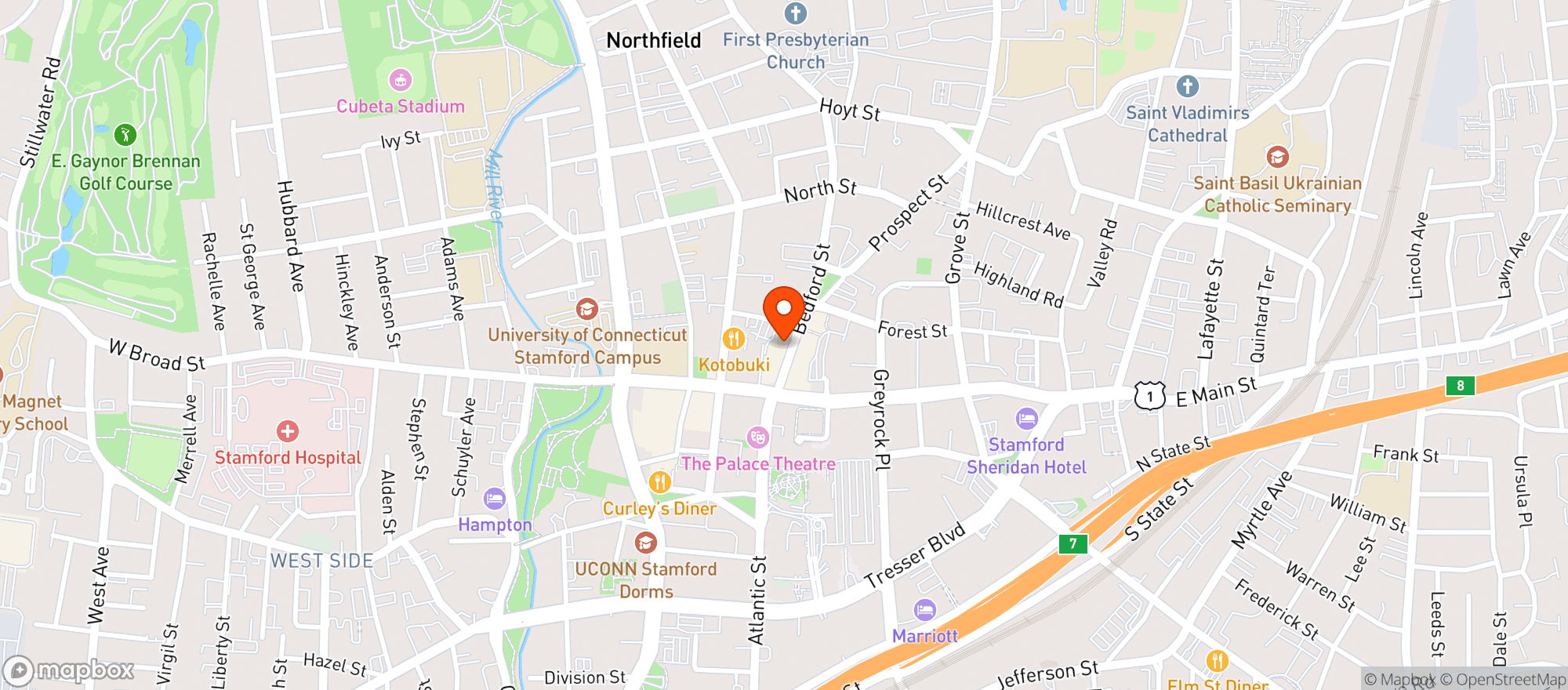Map showing Hudson Grille