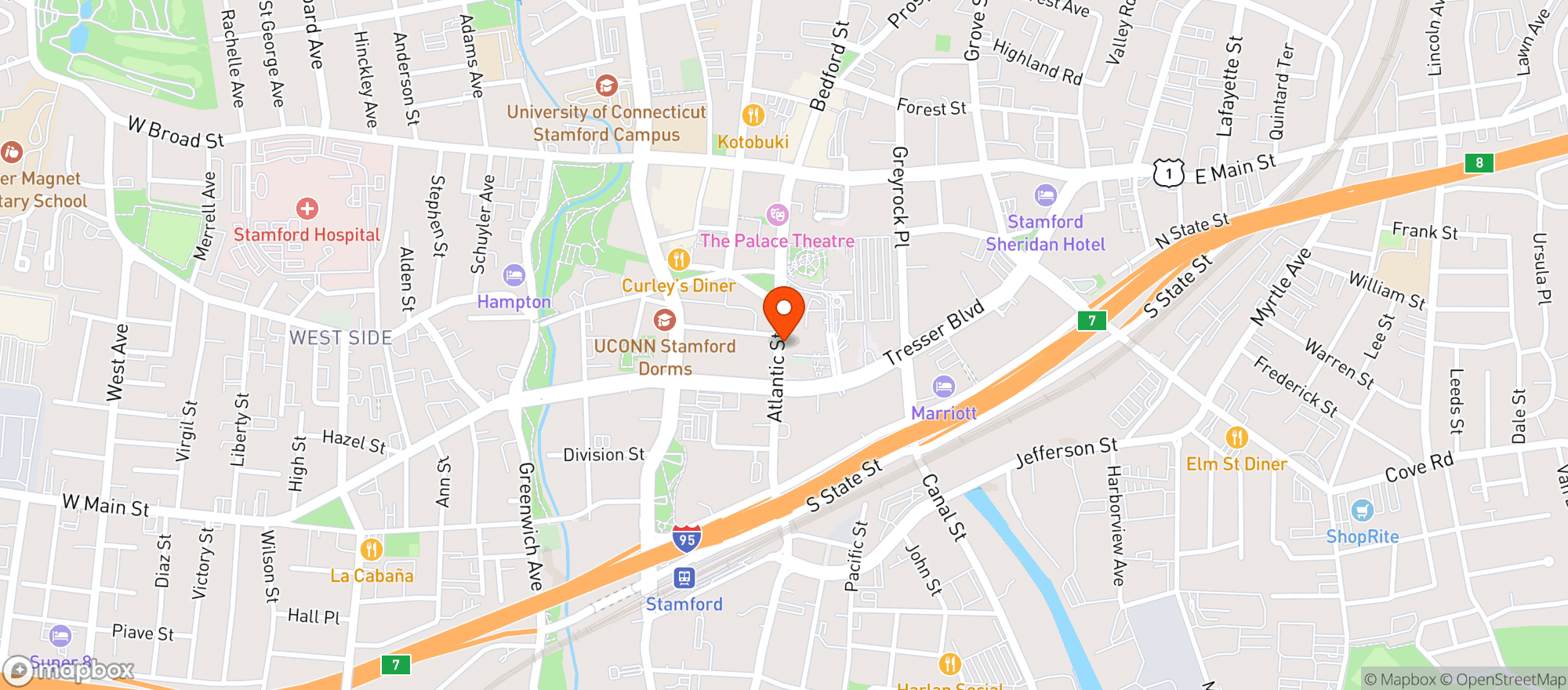 Map showing Bobby Vs Restaurant & Sports Bar