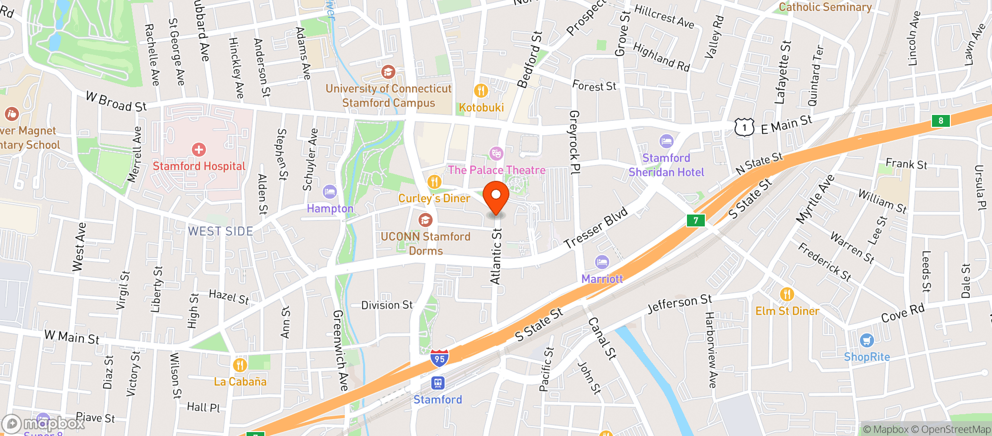 Map showing Atlantic Wine & Liquor
