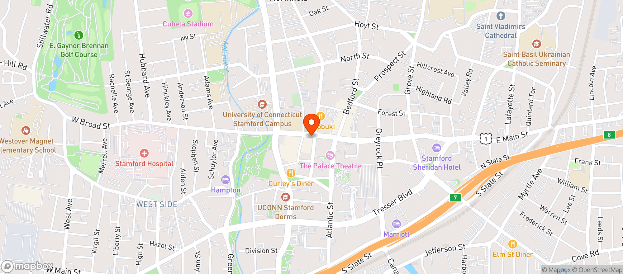 Map showing Smokey Bear Stamford