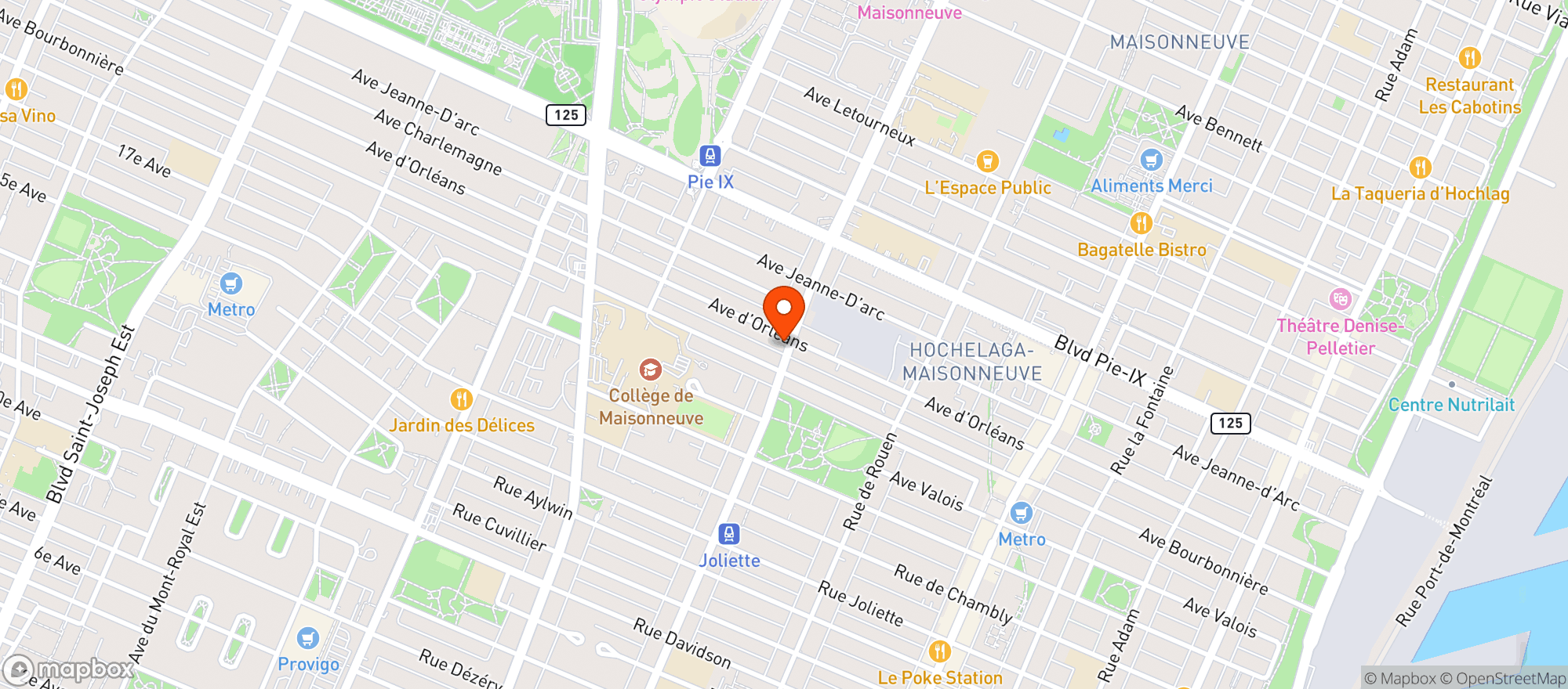 Map showing Orléans Épicerie Inc