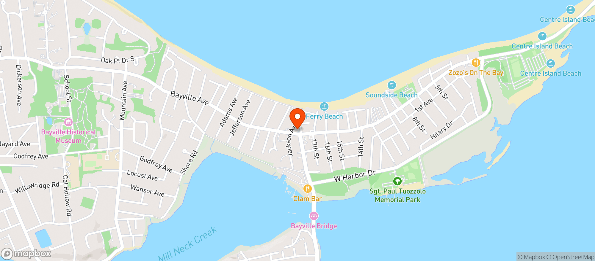 Map showing BAYVILLE BEVERAGE INC