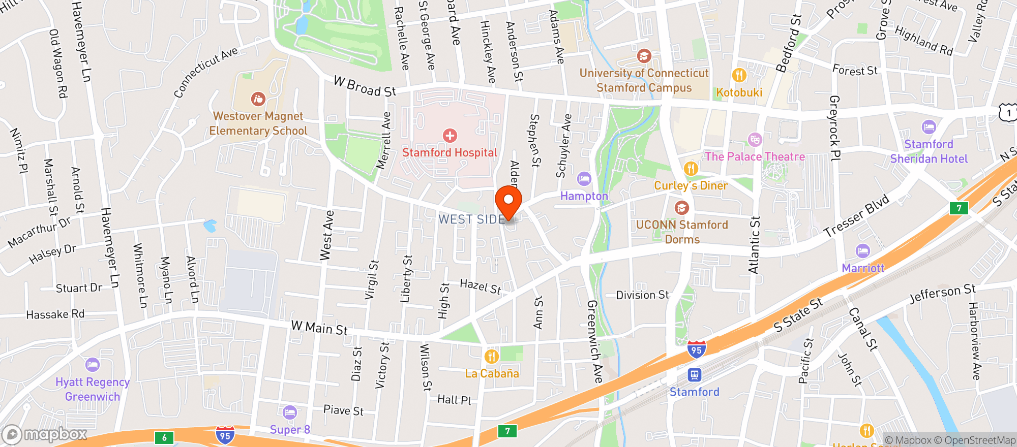 Map showing Pelliccis Restaurant