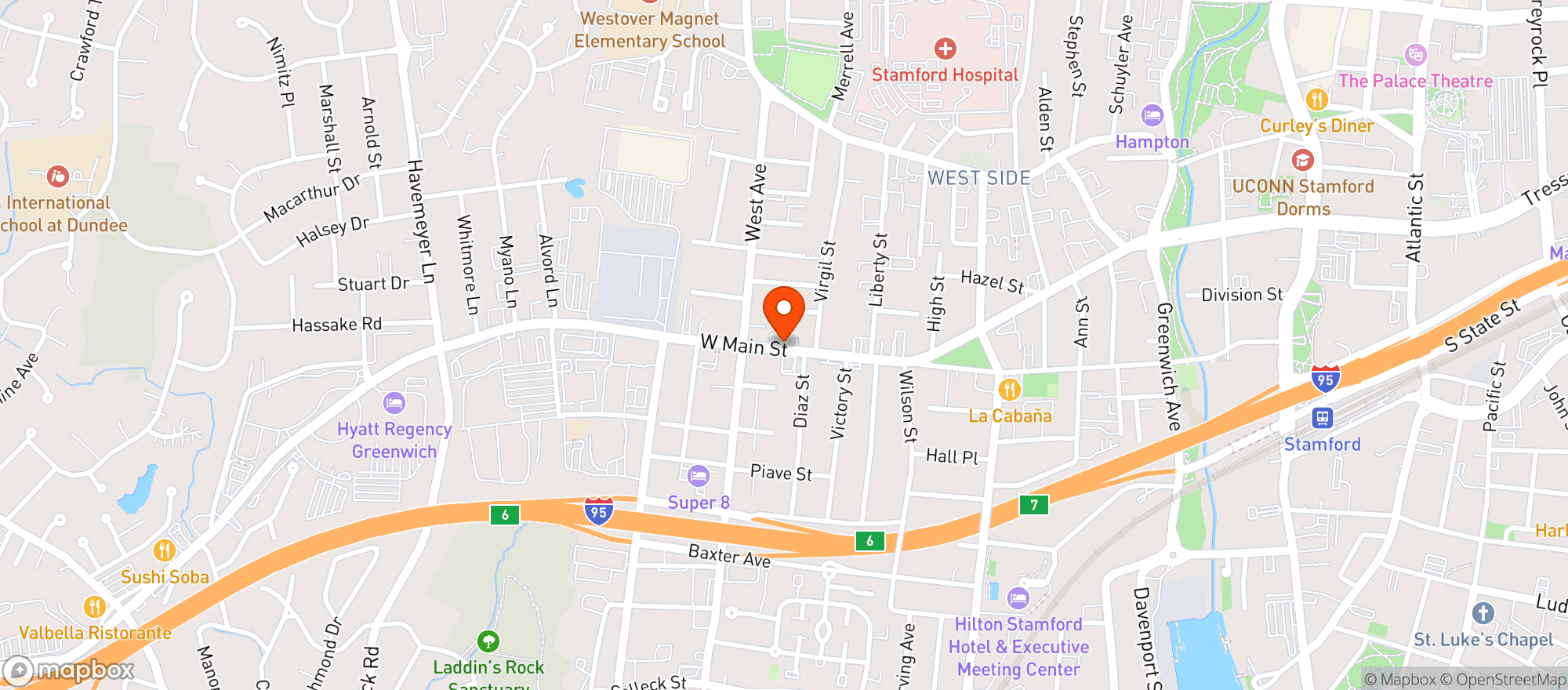 Map showing West Main Liquor