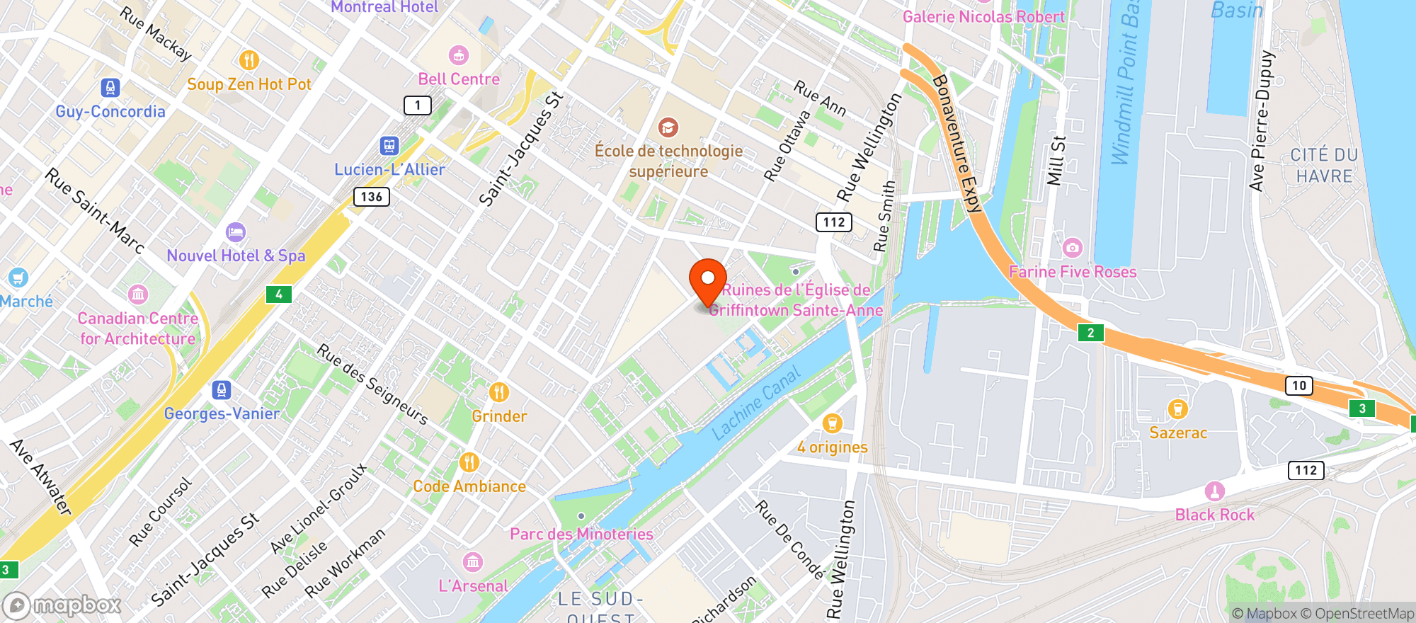 Map showing Avril Griffintown
