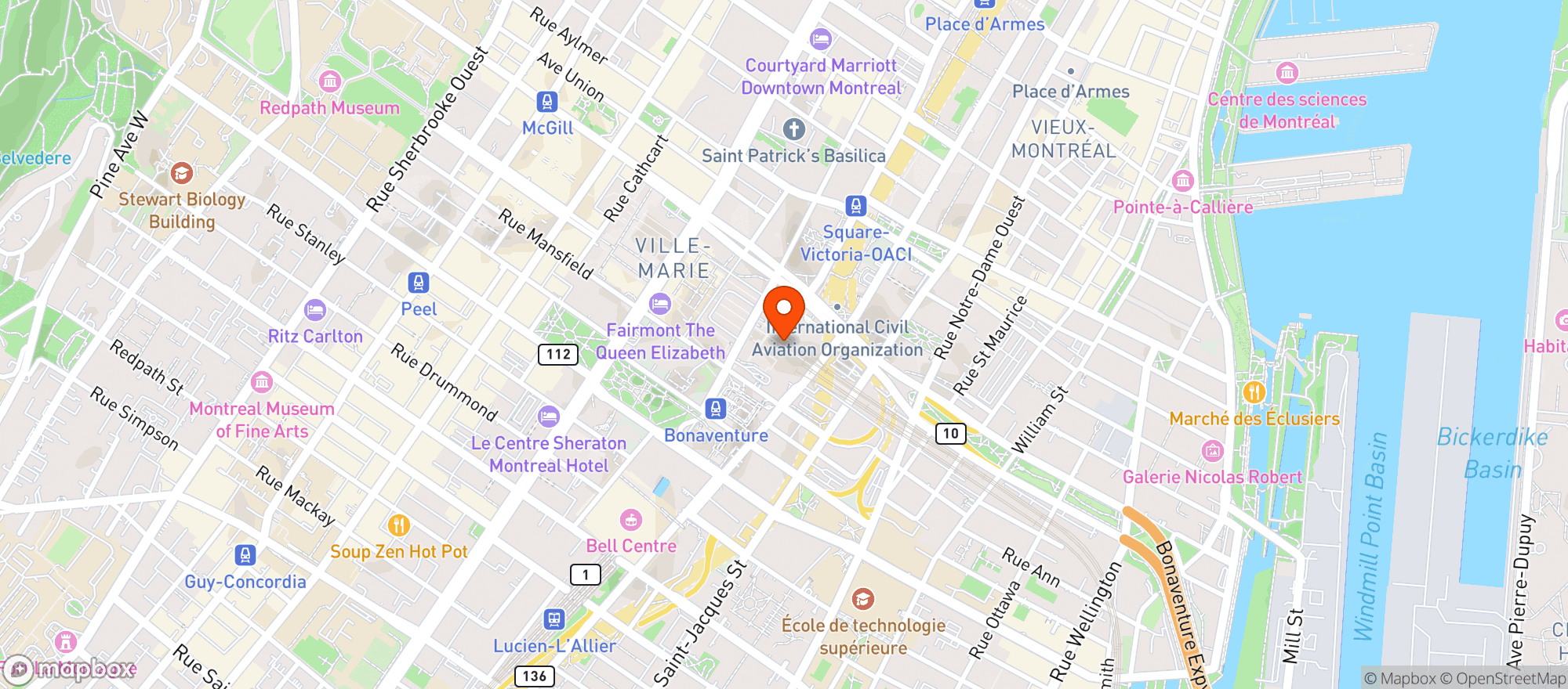 Map showing Hôtel Bonaventure