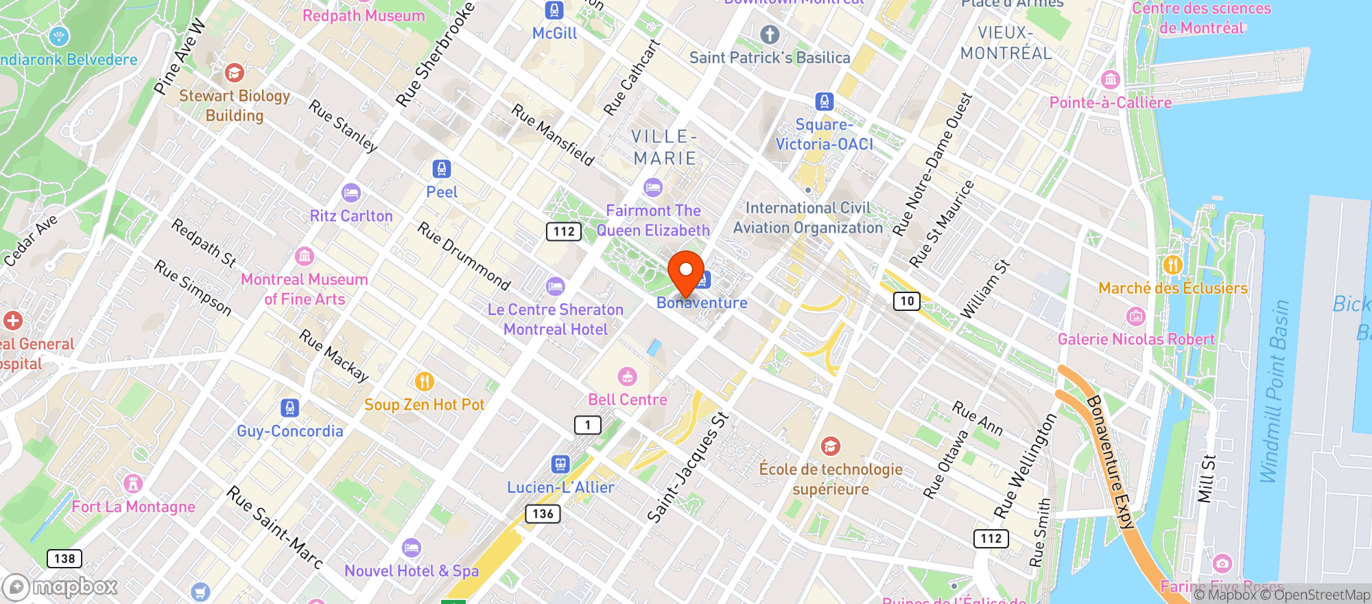 Map showing Marriott Chateau Champlain
