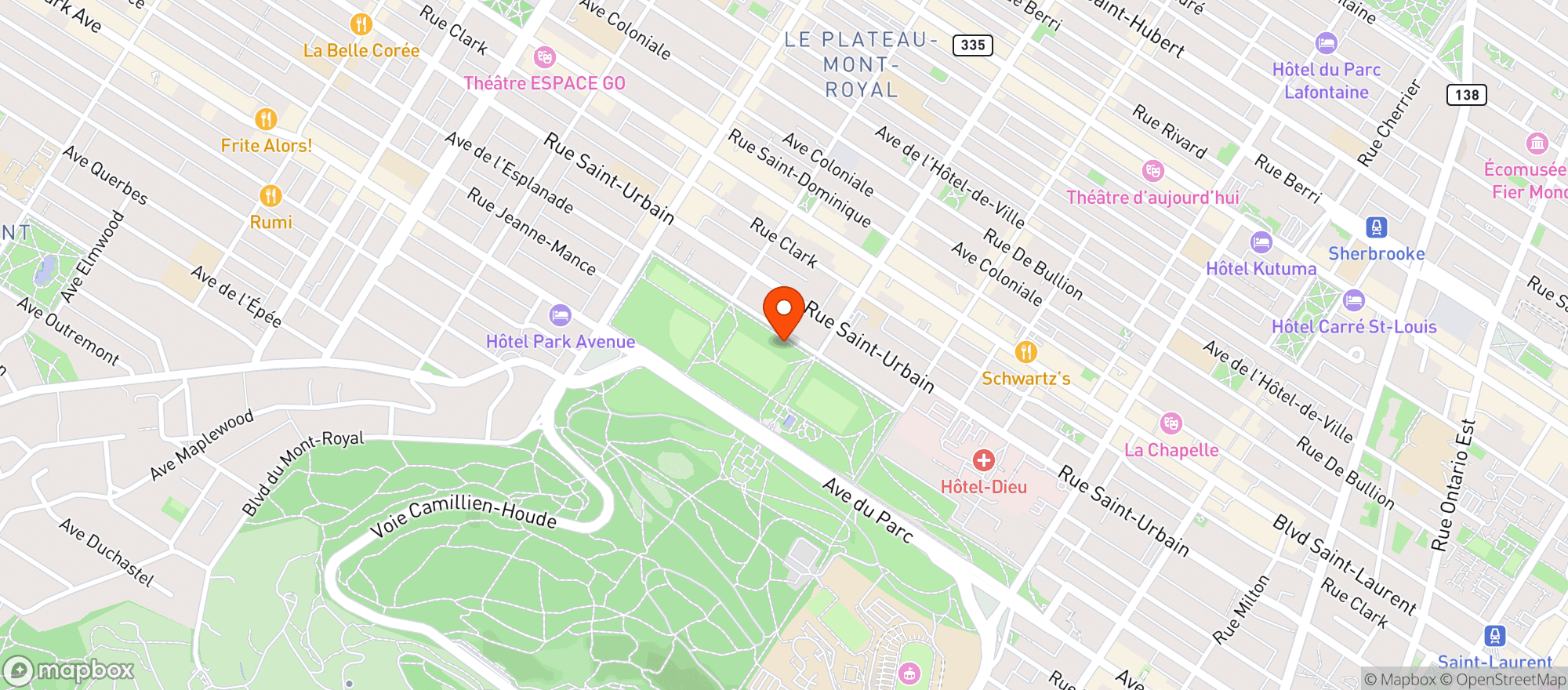 Map showing Parc Jeanne-Mance