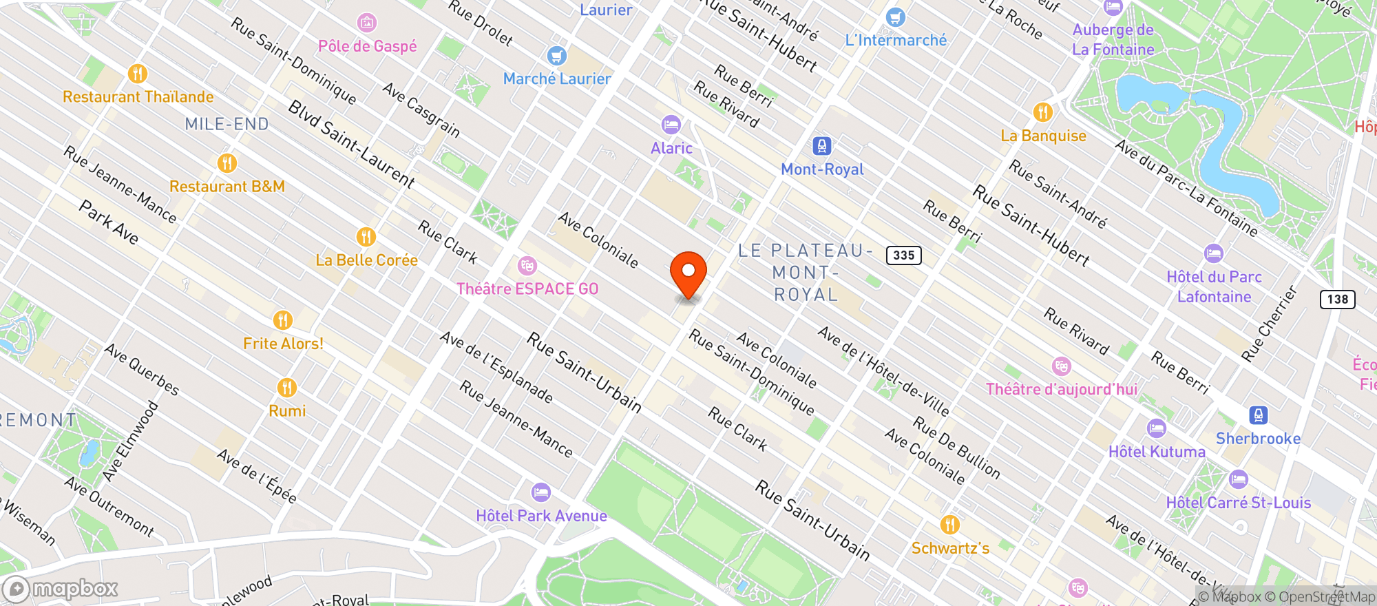 Map showing Universal Meat Market