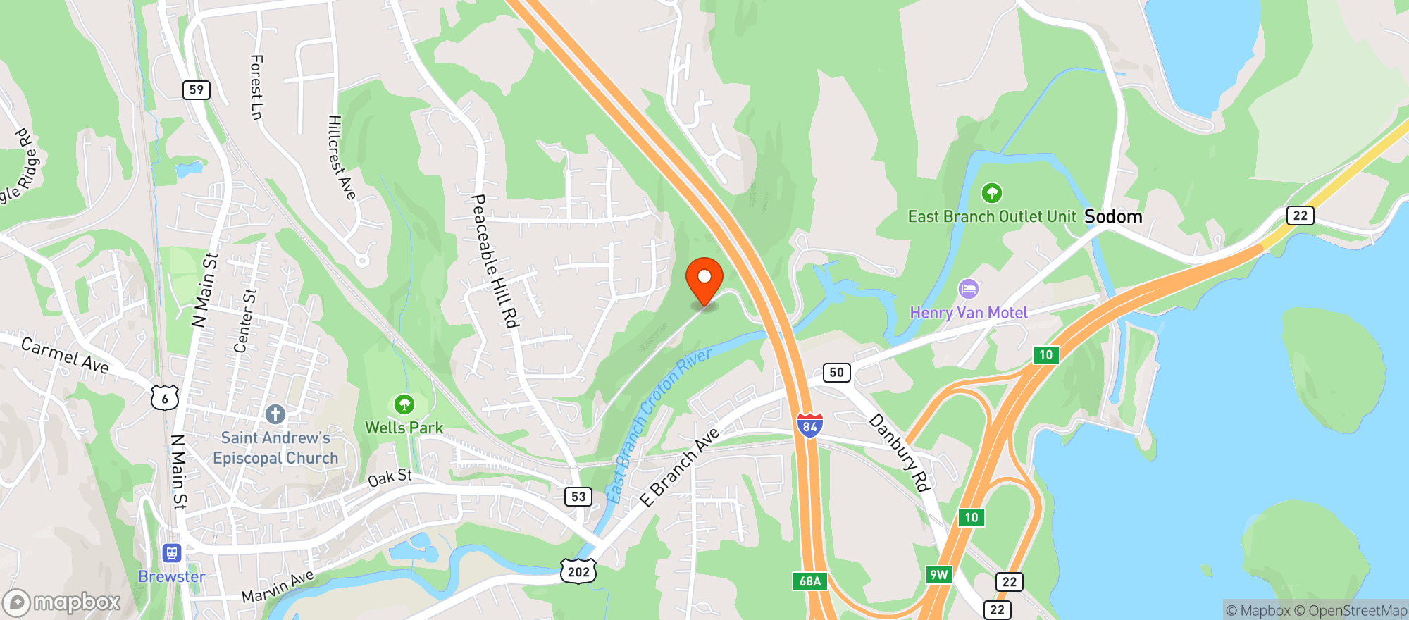 Map showing Brewster Beer & Soda