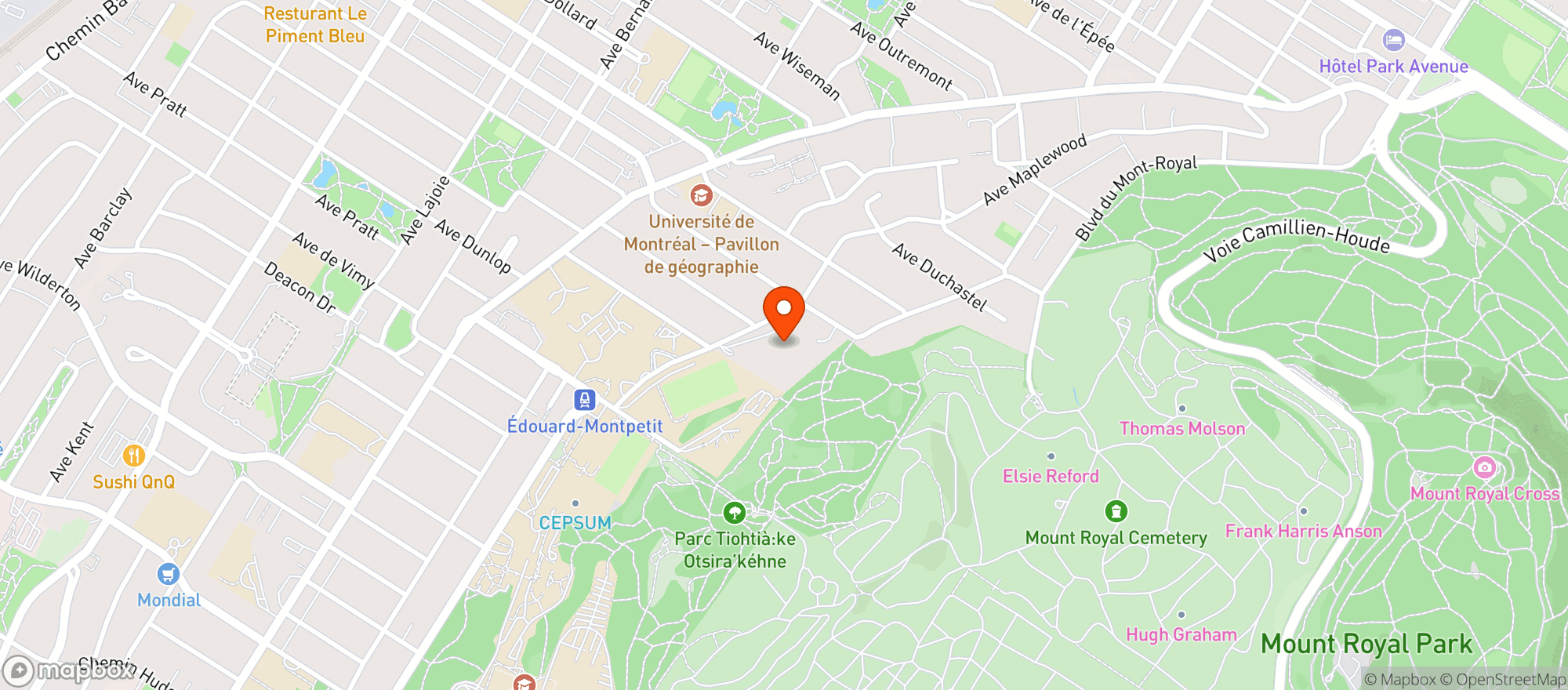 Map showing Branche D'Olivier (mont royal)
