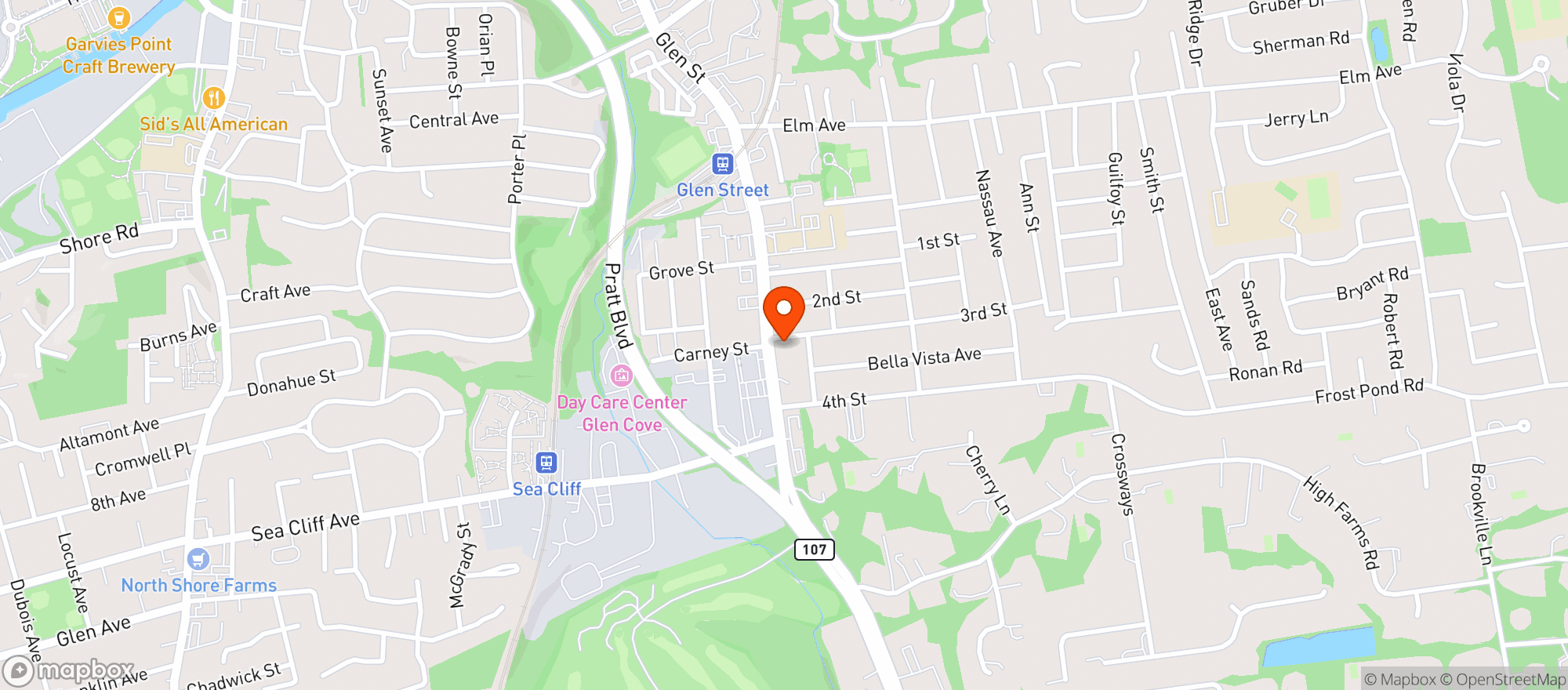 Map showing FRANK'S BEVERAGE