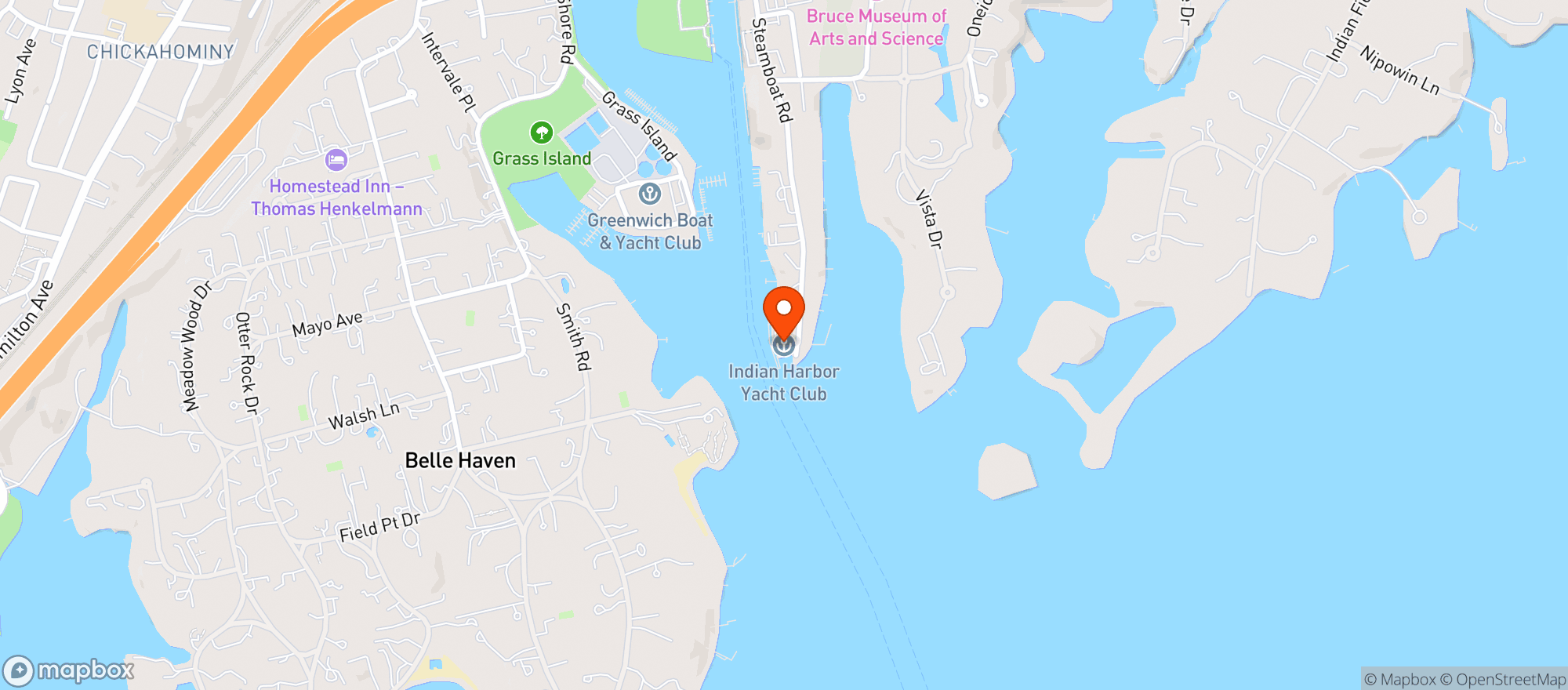Map showing Indian Harbor Yacht Club