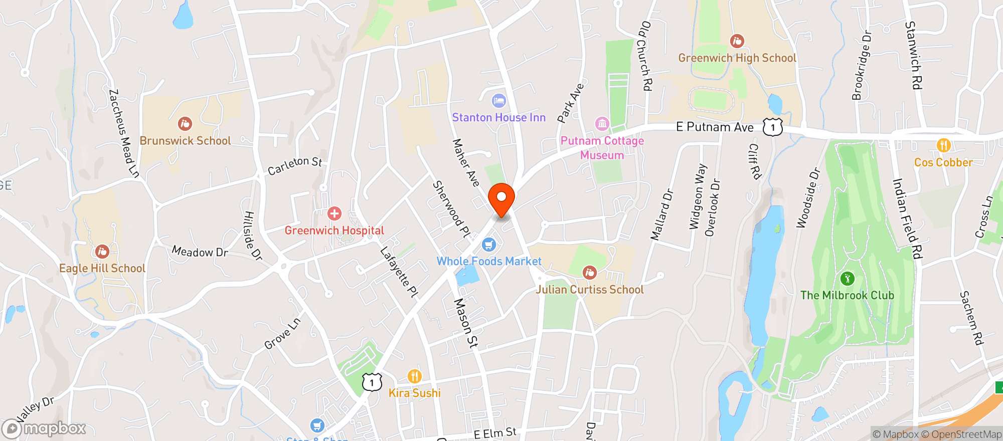 Map showing COS COB WINE & LIQUORS