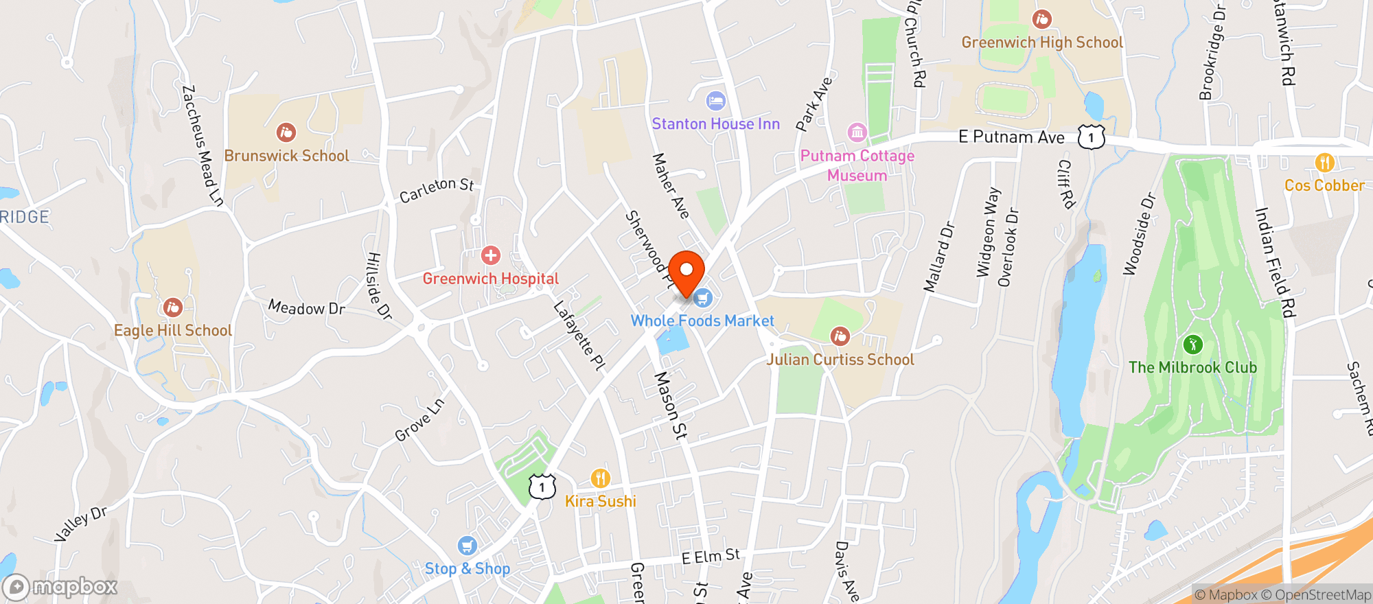 Map showing Wholefoods