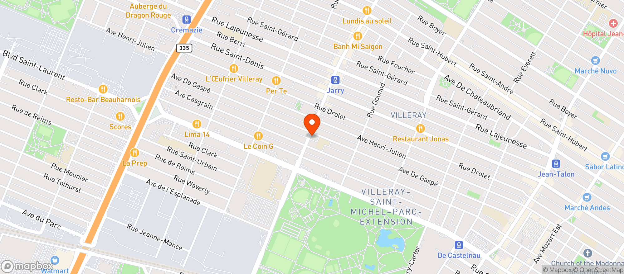 Map showing Jardin du parc 9367-9215 QCinc
