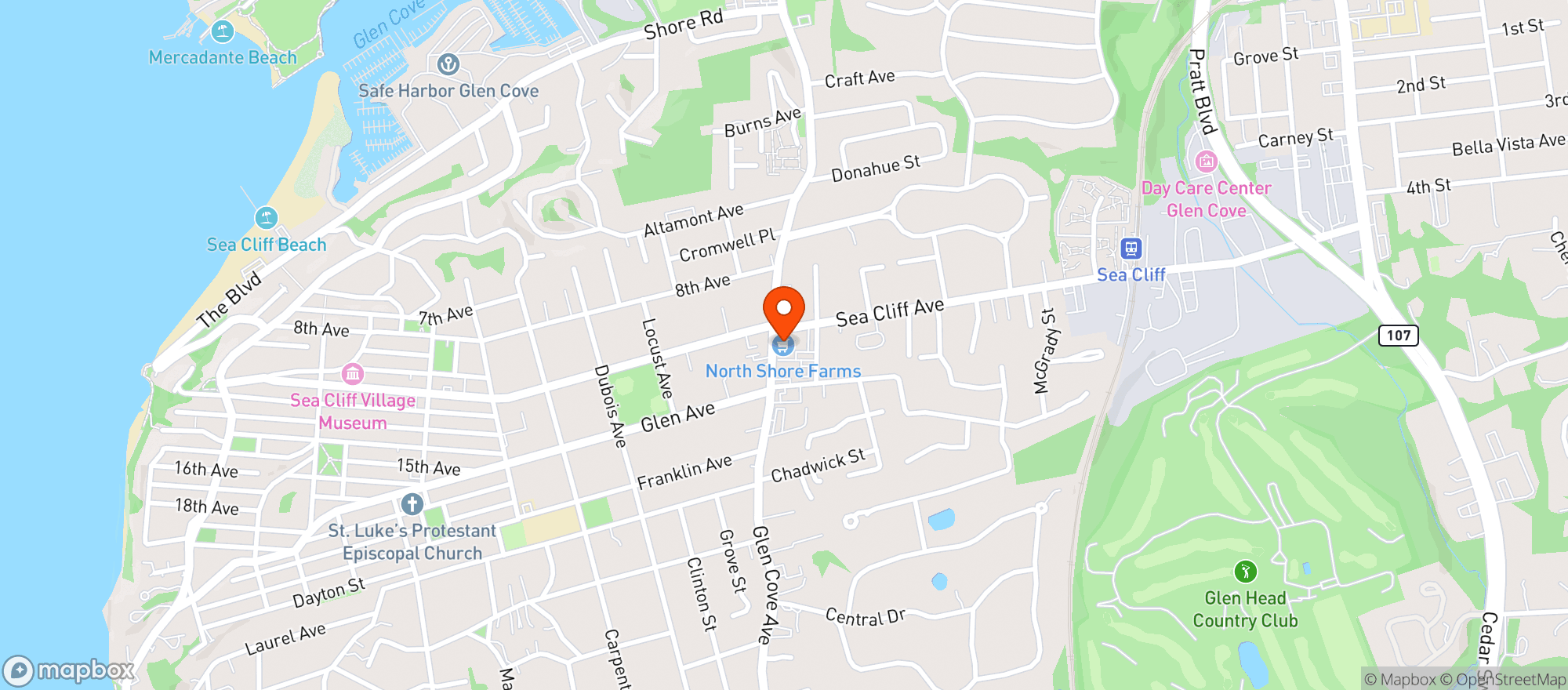 Map showing NORTH SHORE FARMS - GLEN COVE
