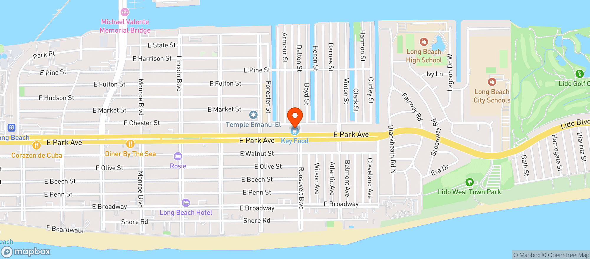 Map showing Key Food Marketplace