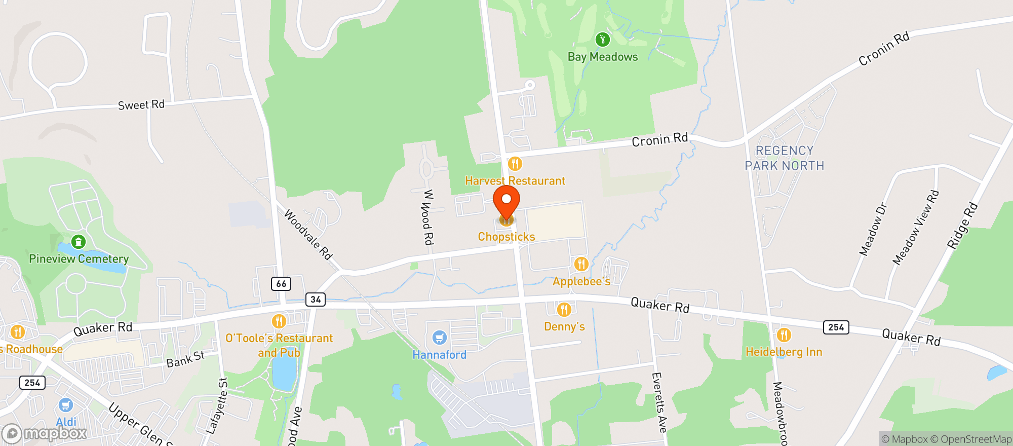 Map showing Aaron's discount wine and liquor