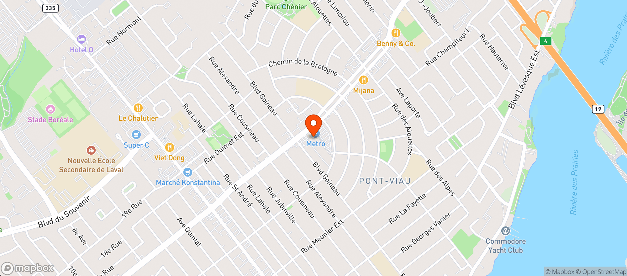 Map showing Supermarche Andre-Grasset Inc. #0332