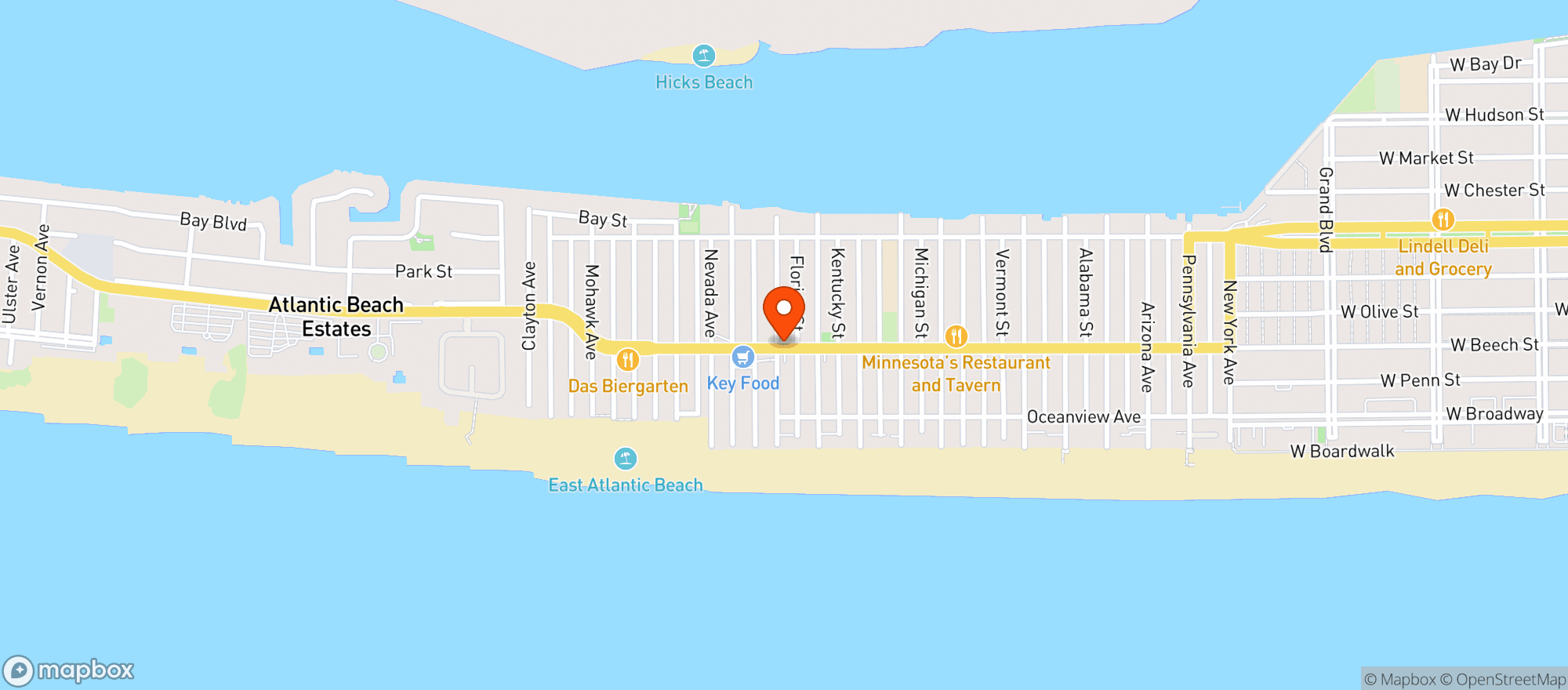 Map showing WEST BEACH BEVERAGE