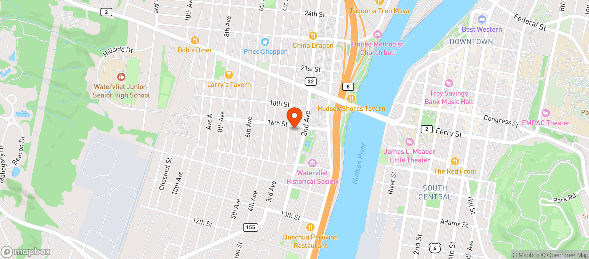 Map showing Defazios Pizzeria