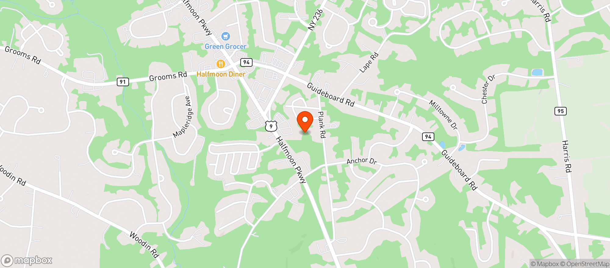 Map showing Halfmoon Wine & Liquor