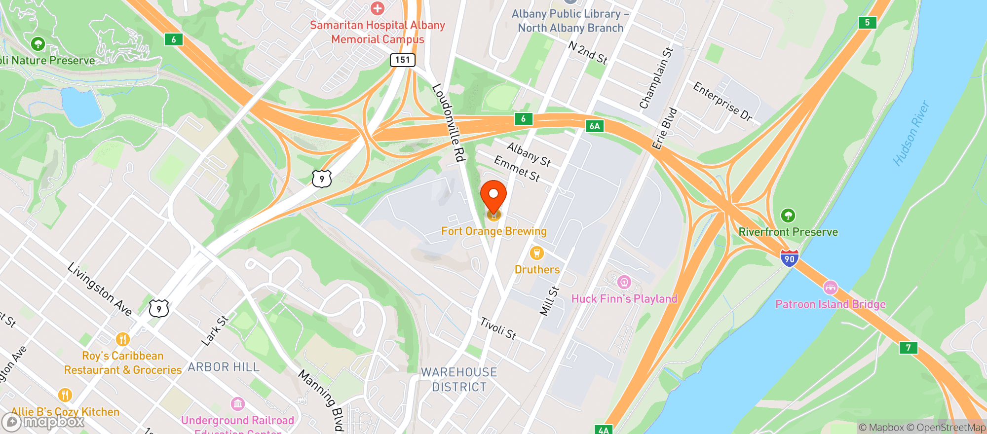 Map showing Fort Orange Brewing