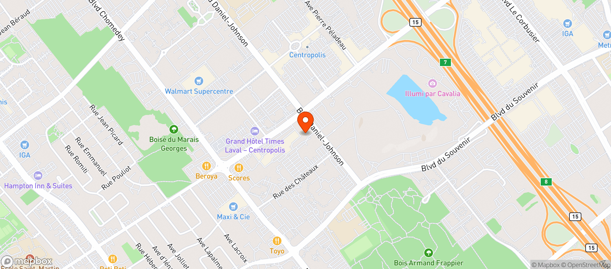 Map showing Tau Laval