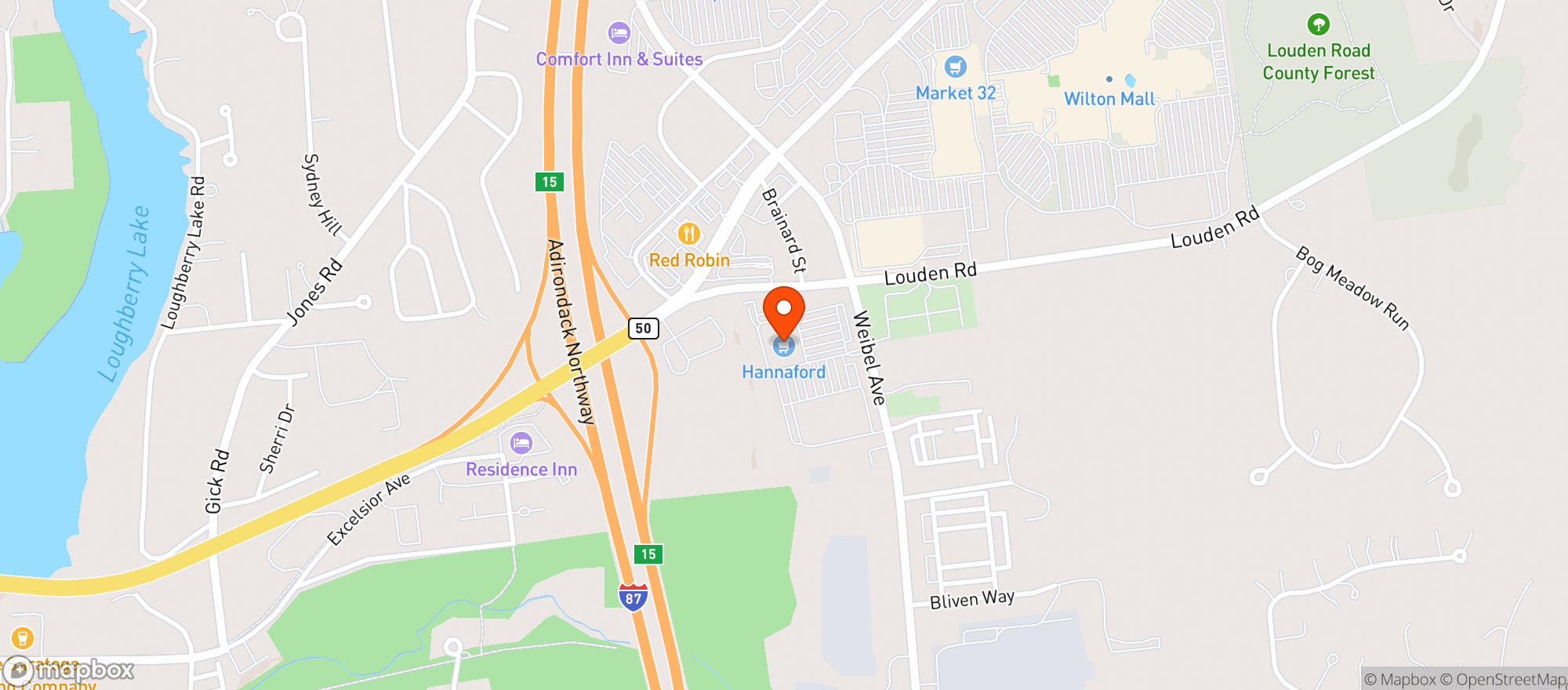 Map showing Hannaford (Saratoga Springs)