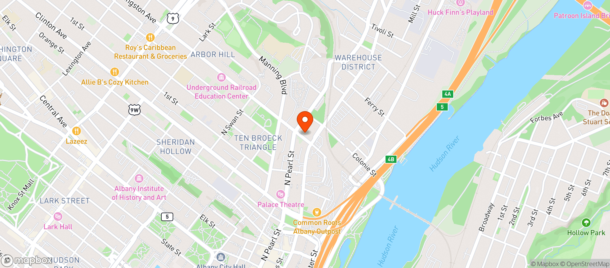 Map showing Albany Distilling Company Bar & Bottle Shop