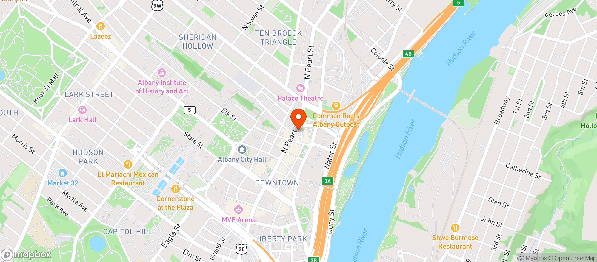 Map showing Capital Repertory Theatre
