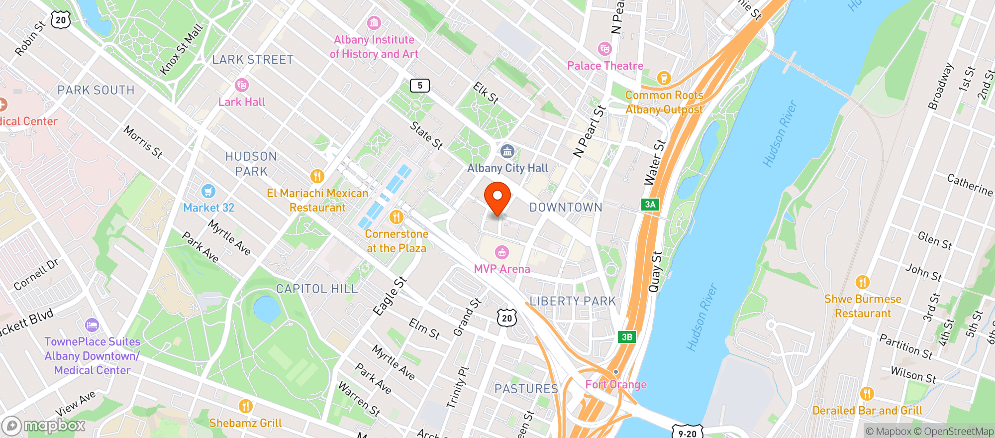 Map showing City Beer Hall