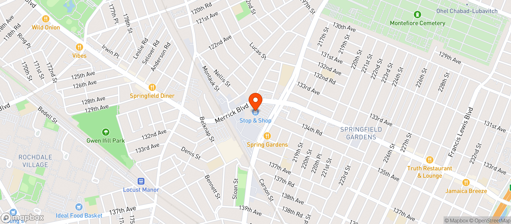 Map showing Stop & Shop - 2585 - Queens