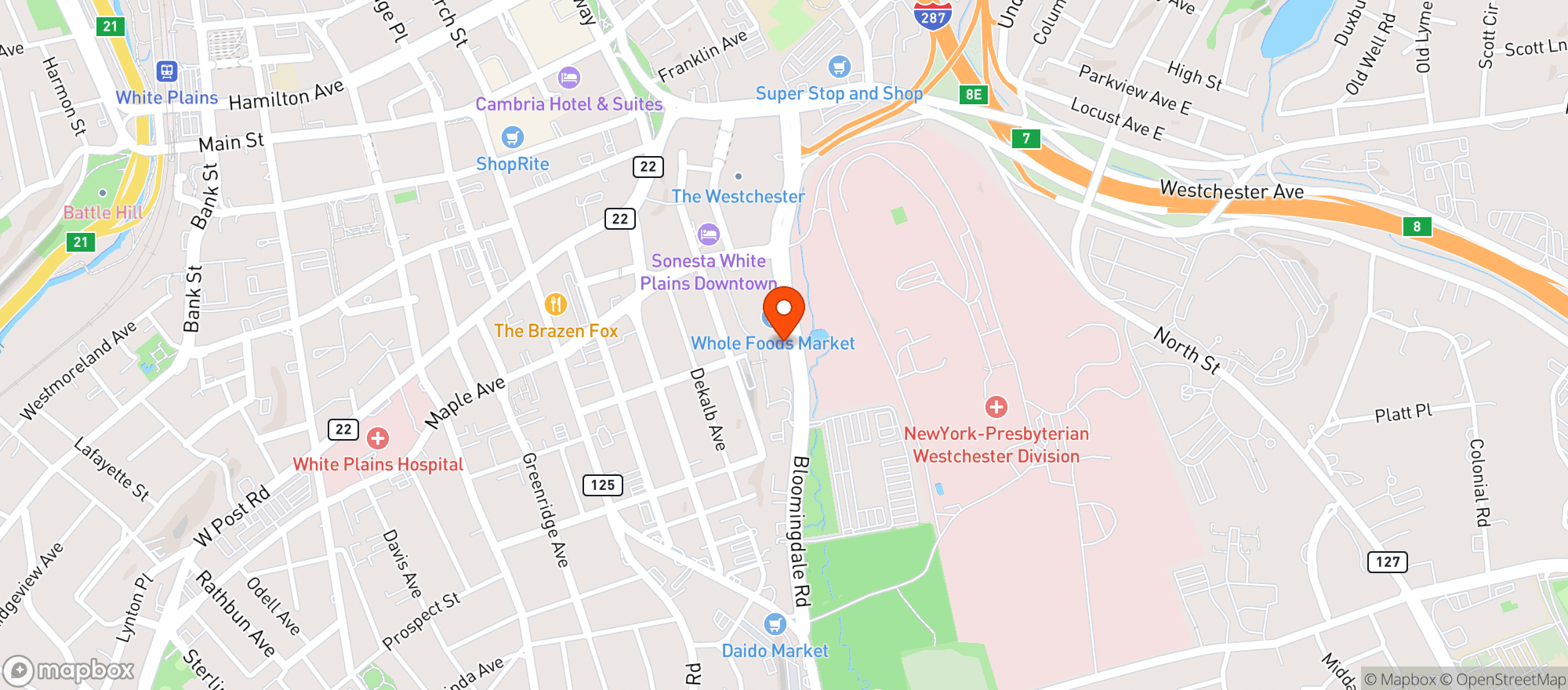 Map showing Wholefoods