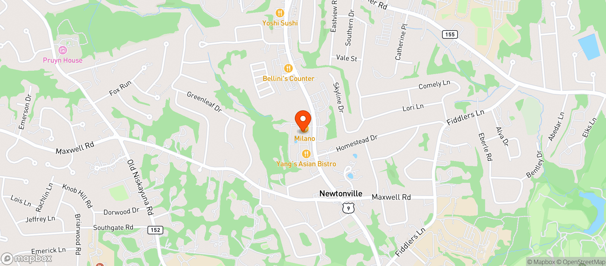 Map showing Beer Bones Tap Room