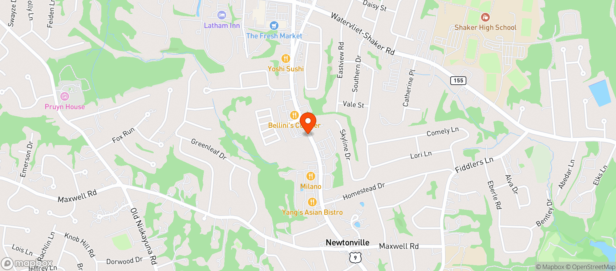 Map showing Bellinis Italian Restaurant