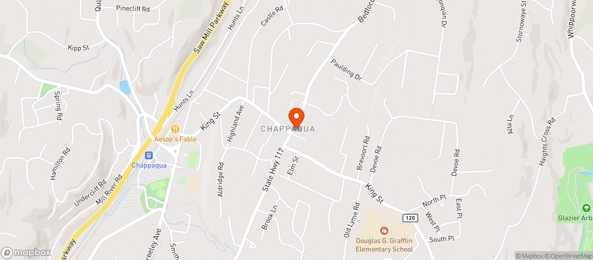 Map showing Quaker Hill Tavern