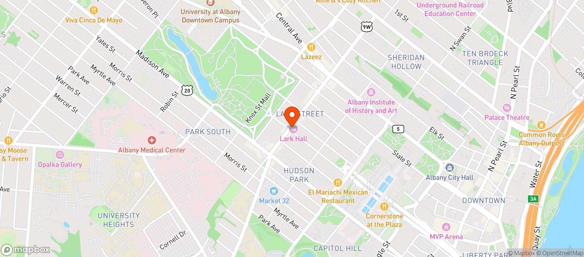 Map showing Lark Hall