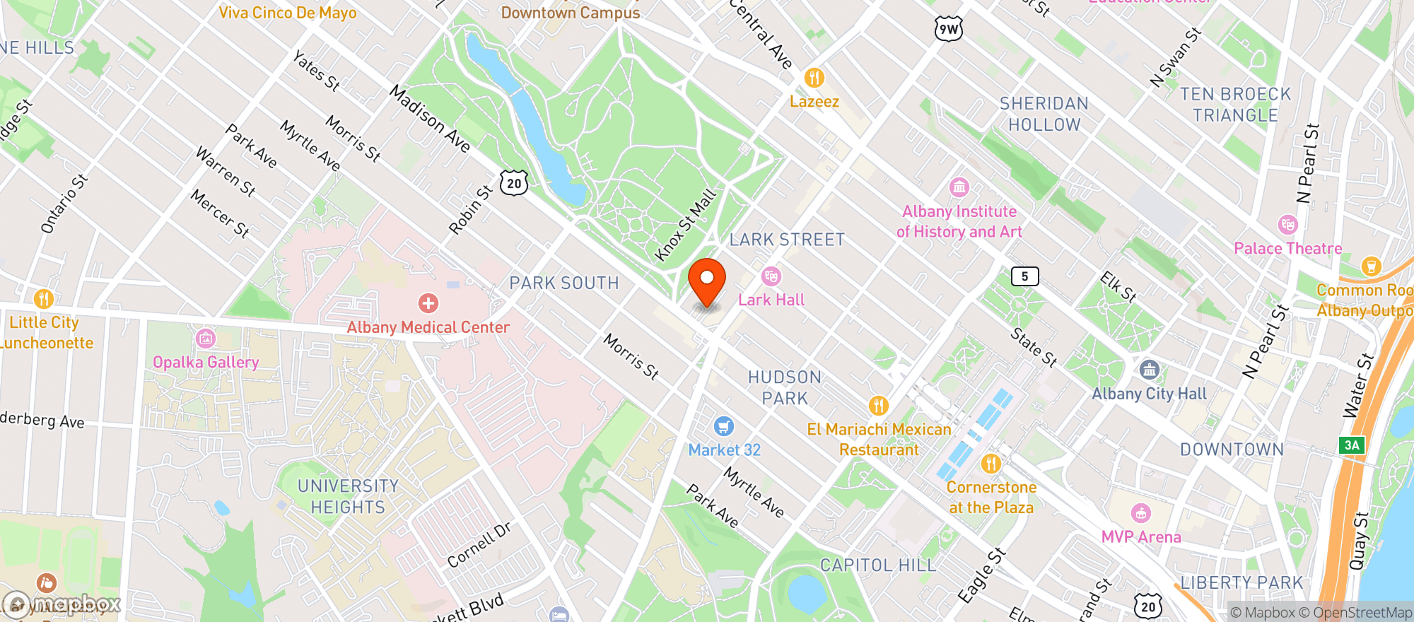Map showing Lark St Tavern
