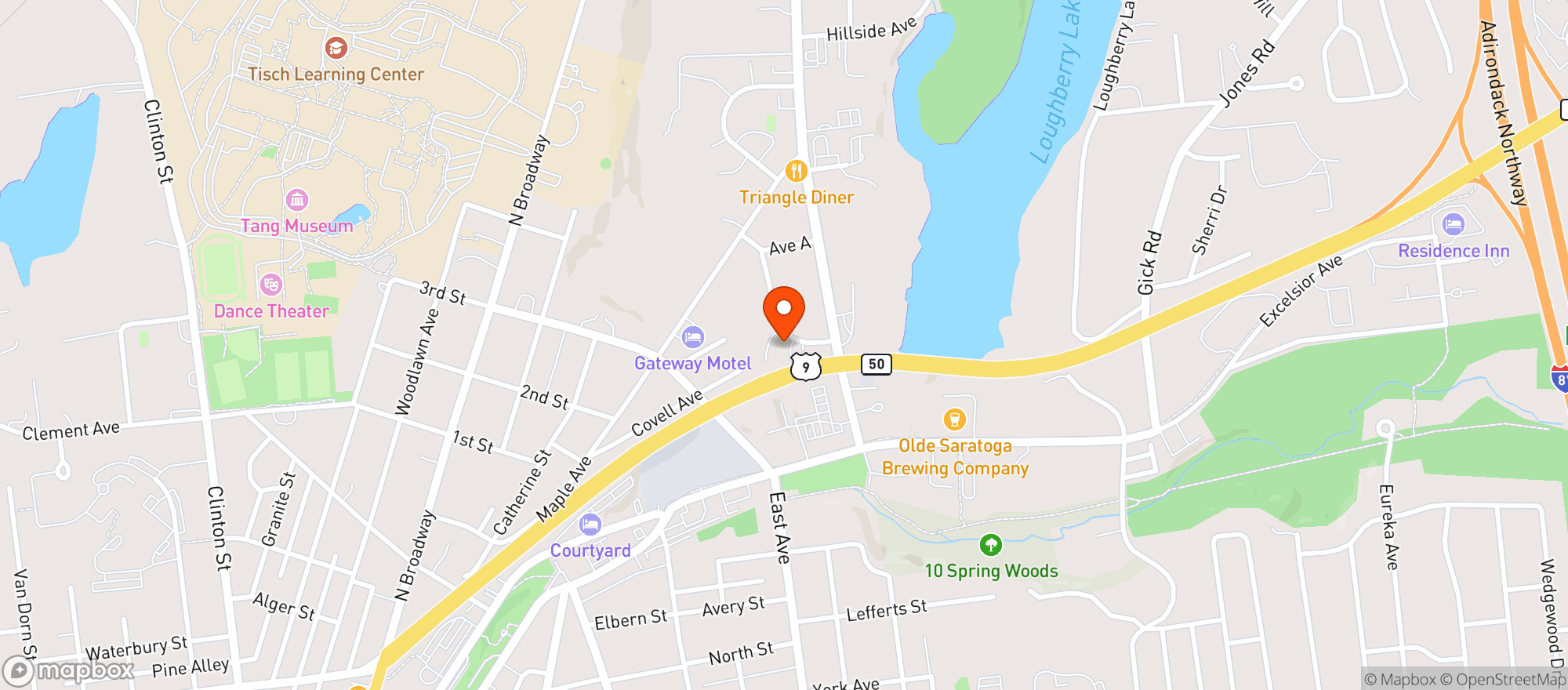 Map showing east side wine and spirits