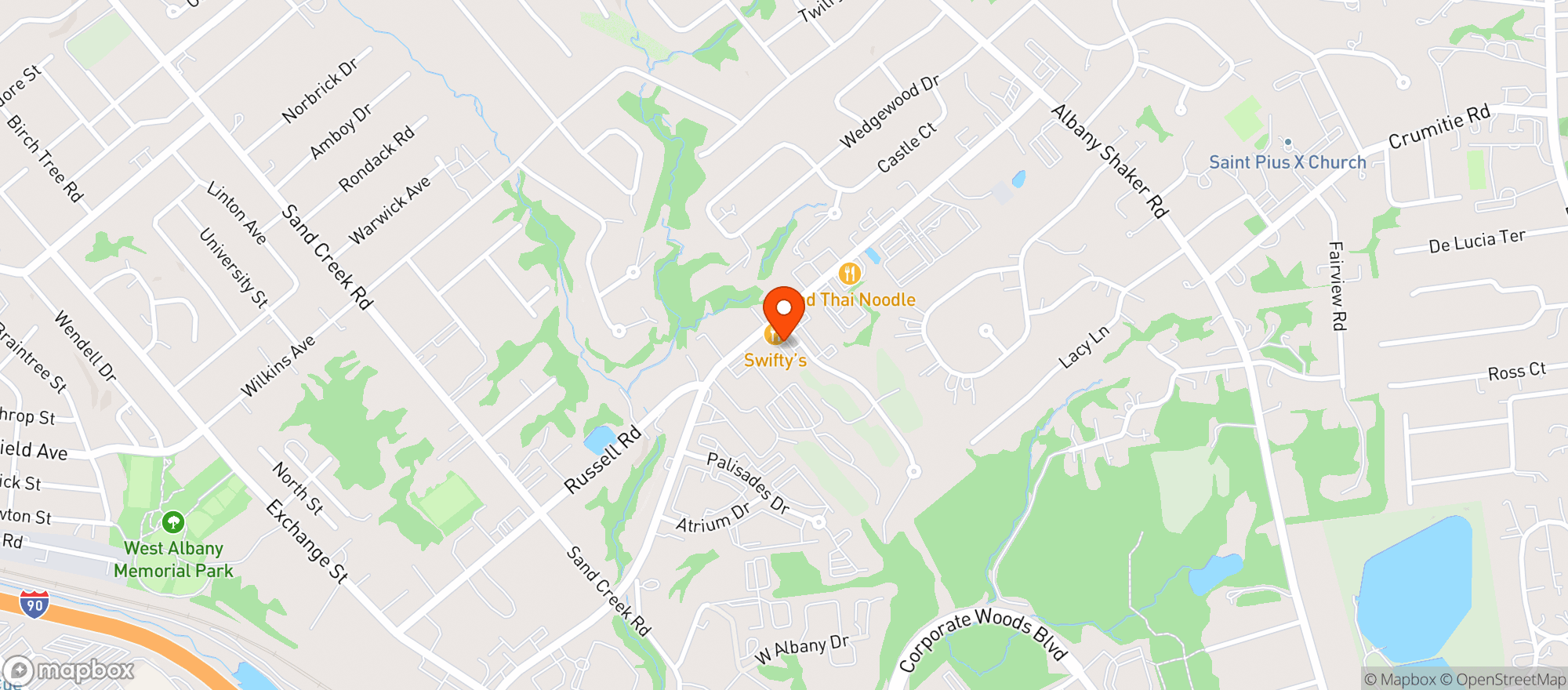 Map showing Swiftys Restaurant & Pub