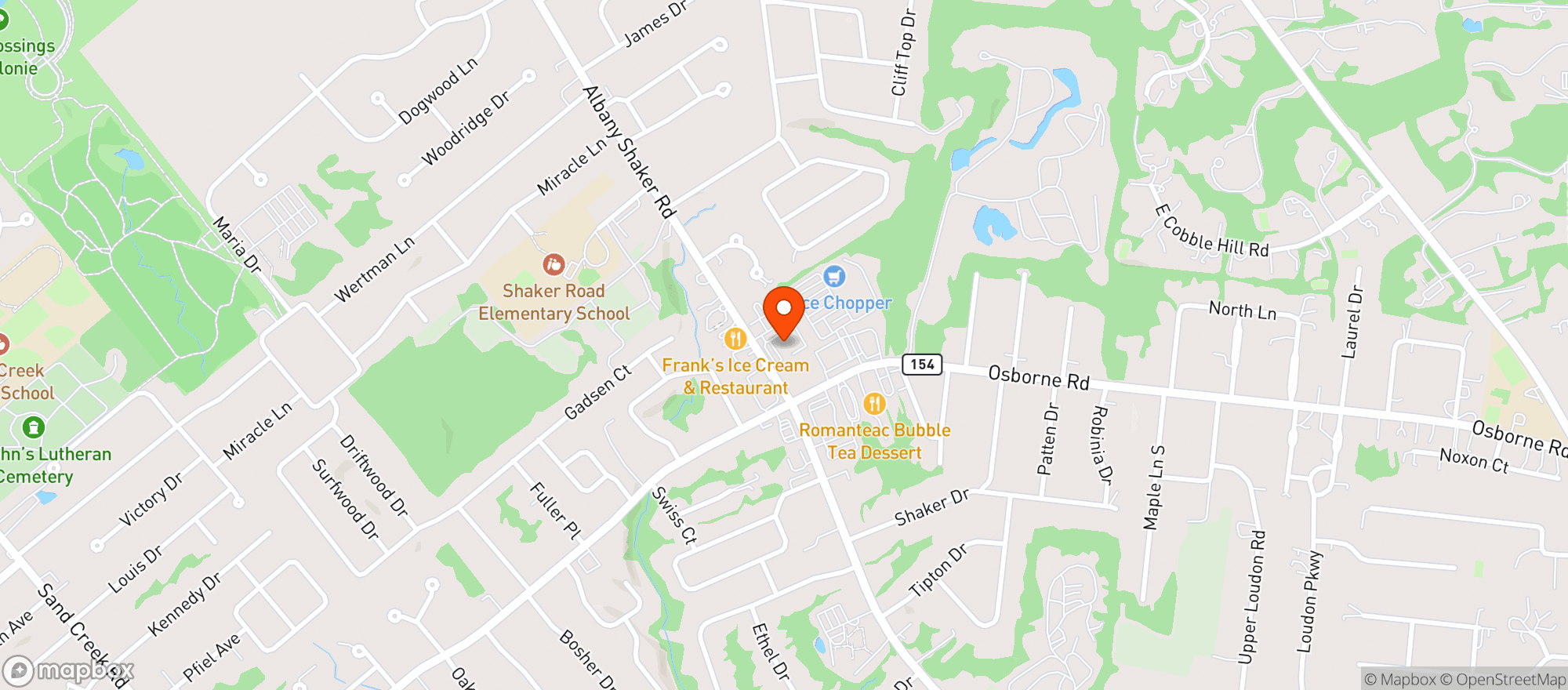 Map showing Lanies Cafe