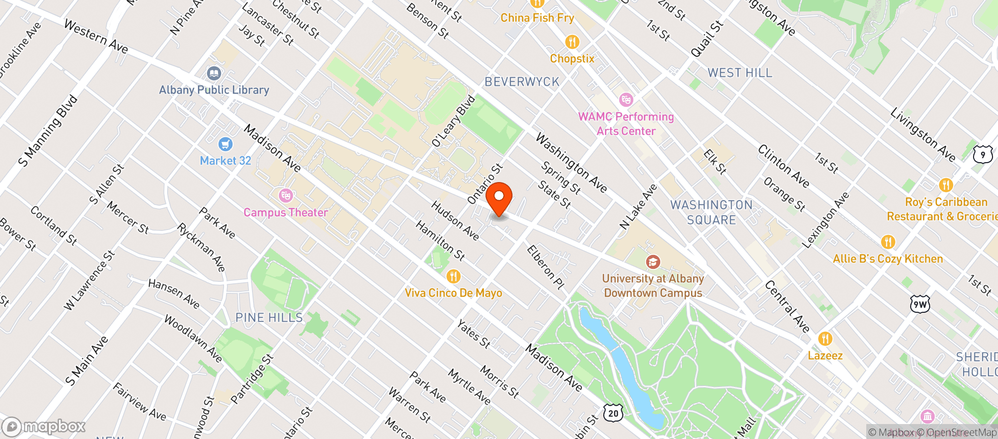 Map showing Washington Tavern